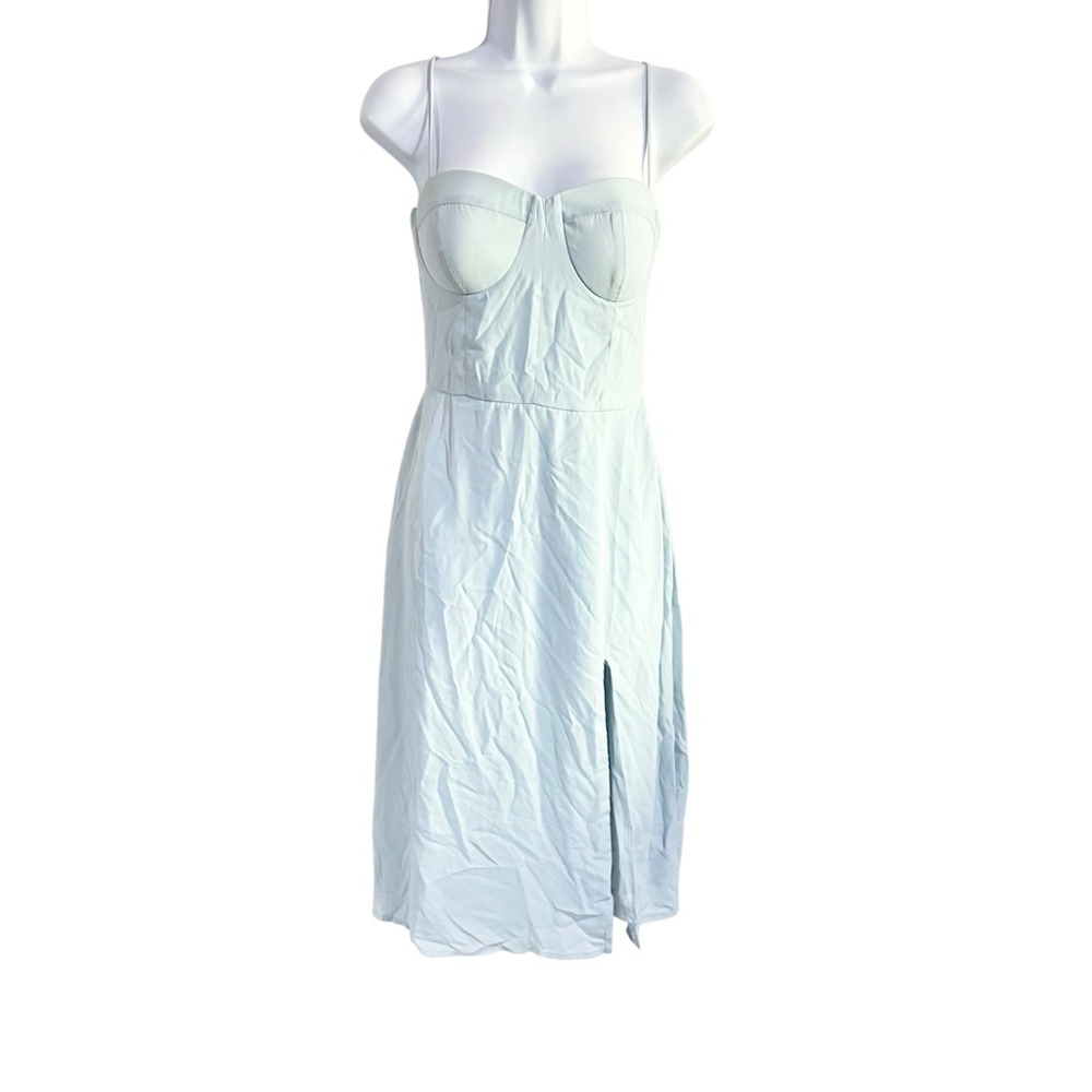 Socialite Baby Blue Corset Top Slit Coquette Midi Dress Size Small NWOT
